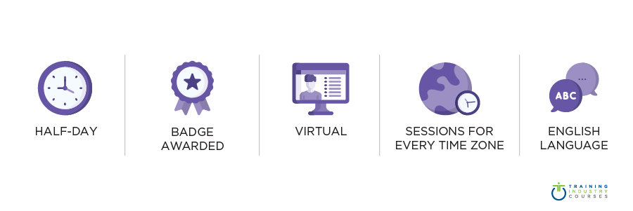 Internal Consulting Workshop is one half day, a badge is awarded, virtual, sessions for every time zone, will be in the english language